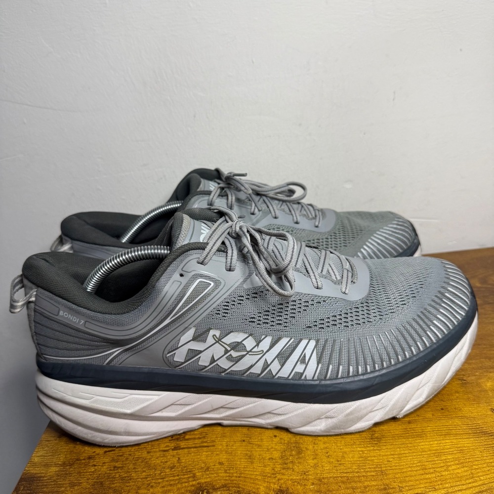 Hoka Bondi 7 Running Shoes Mens Size 12.5 Grey 1110518 WDDS